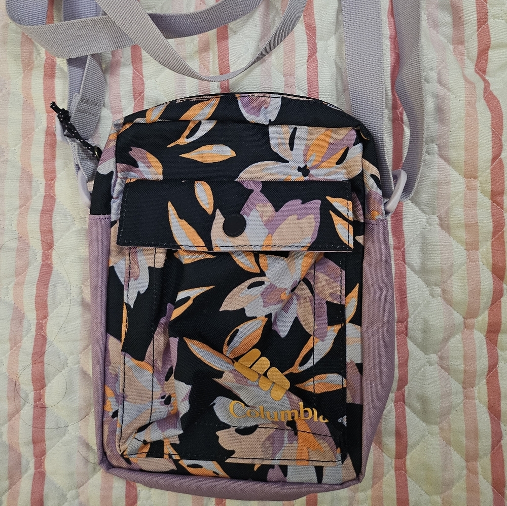 Columbia Floral Crossbody Bag - Black and Purple